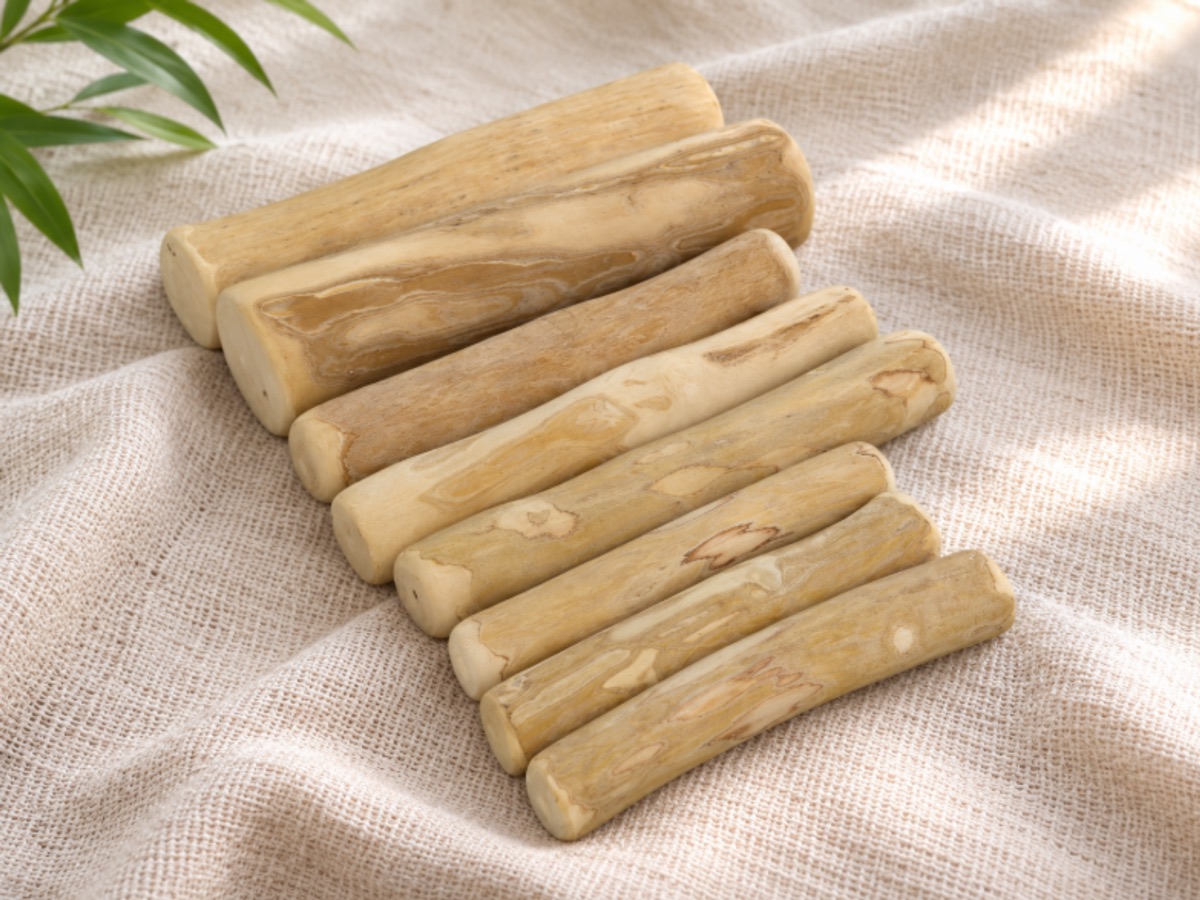 Two coffee wood dog chews shown as private label product candidates